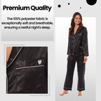 OLIVIA ROCCO Satin Silk Pyjama Set For Women With Dress Shirt Collar And Loose Fitting - Joe’s Haven