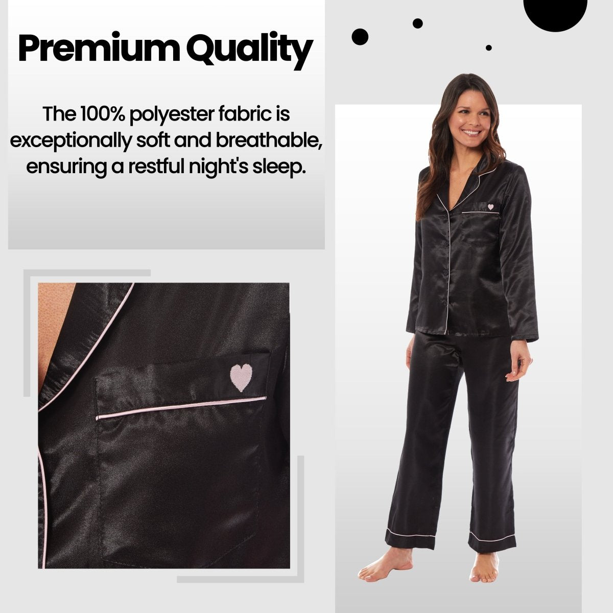 OLIVIA ROCCO Satin Silk Pyjama Set For Women With Dress Shirt Collar And Loose Fitting - Joe’s Haven