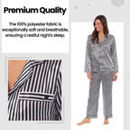 OLIVIA ROCCO Satin Silk Pyjama Set For Women With Dress Shirt Collar And Loose Fitting - Joe’s Haven