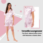 OLIVIA ROCCO Satin Silk Short Pyjama Set For Women Black Pink Grey UK 8 - 22 Loungewear - Joe’s Haven
