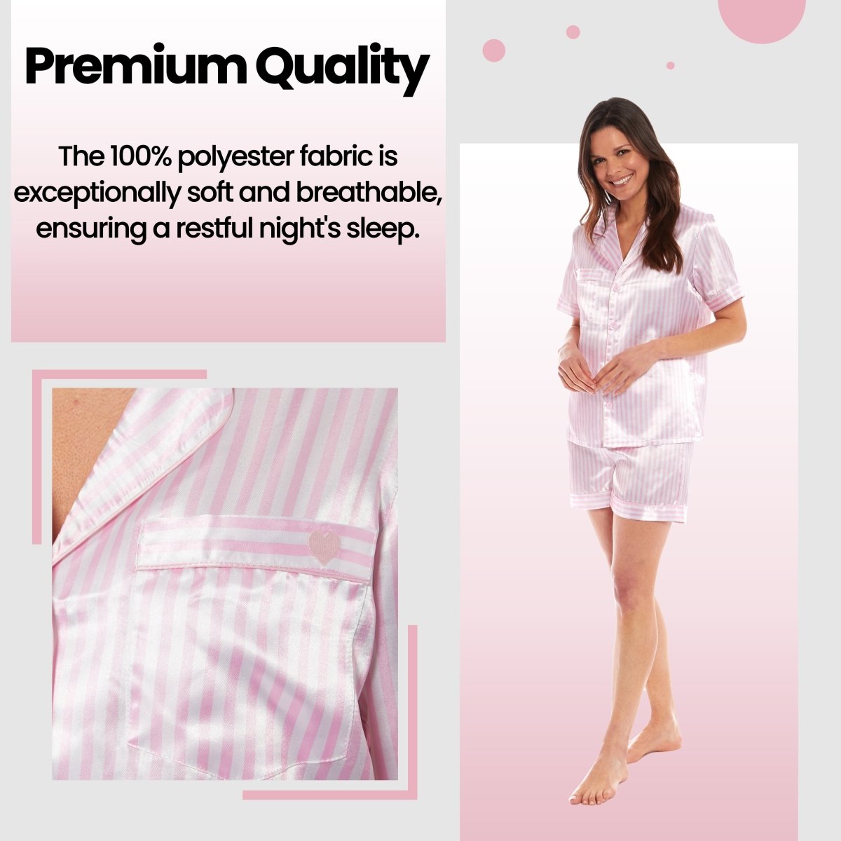 OLIVIA ROCCO Satin Silk Short Pyjama Set For Women Black Pink Grey UK 8 - 22 Loungewear - Joe’s Haven