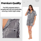 OLIVIA ROCCO Satin Silk Short Pyjama Set For Women Black Pink Grey UK 8 - 22 Loungewear - Joe’s Haven
