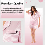 OLIVIA ROCCO Satin Silk Short Pyjama Set For Women Black Pink Grey UK 8 - 22 Loungewear - Joe’s Haven