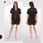 OLIVIA ROCCO Satin Silk Short Pyjama Set For Women Black Pink Grey UK 8 - 22 Loungewear - Joe’s Haven