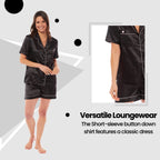 OLIVIA ROCCO Satin Silk Short Pyjama Set For Women Black Pink Grey UK 8 - 22 Loungewear - Joe’s Haven