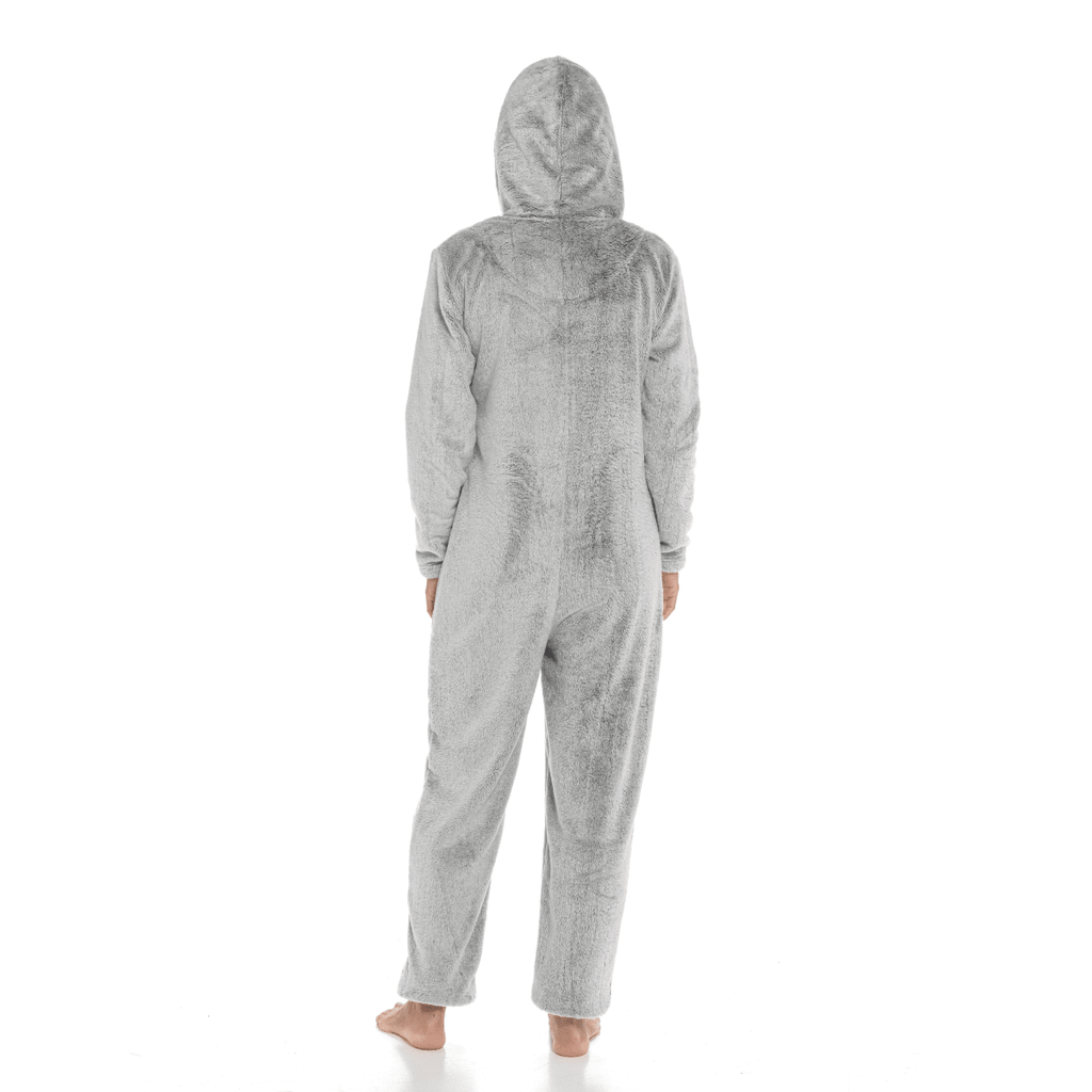 OLIVIA ROCCO Womens Shimmer Fleece Hooded Onesie With Zip Pockets Pompom Detail Easy - Care Hotel - Quality Textile - Joe’s Haven