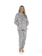 OLIVIA ROCCO Womens Stars Plush Fleece Hooded Pyjama Set Teddy Fabric Nightwear Easy - Care Super Soft Sleep Set - Joe’s Haven