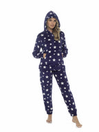 OLIVIA ROCCO Womens Stars Plush Fleece Hooded Pyjama Set Teddy Fabric Nightwear Easy - Care Super Soft Sleep Set - Joe’s Haven