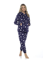 OLIVIA ROCCO Womens Stars Plush Fleece Hooded Pyjama Set Teddy Fabric Nightwear Easy - Care Super Soft Sleep Set - Joe’s Haven