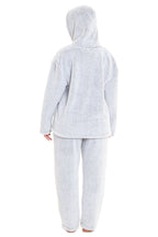 OLIVIA ROCCO Soft Grey Plush Fleece Zipped Hooded Pyjama Set With Zipped Front Super Soft Cosy Home Loungewear - Joe’s Haven