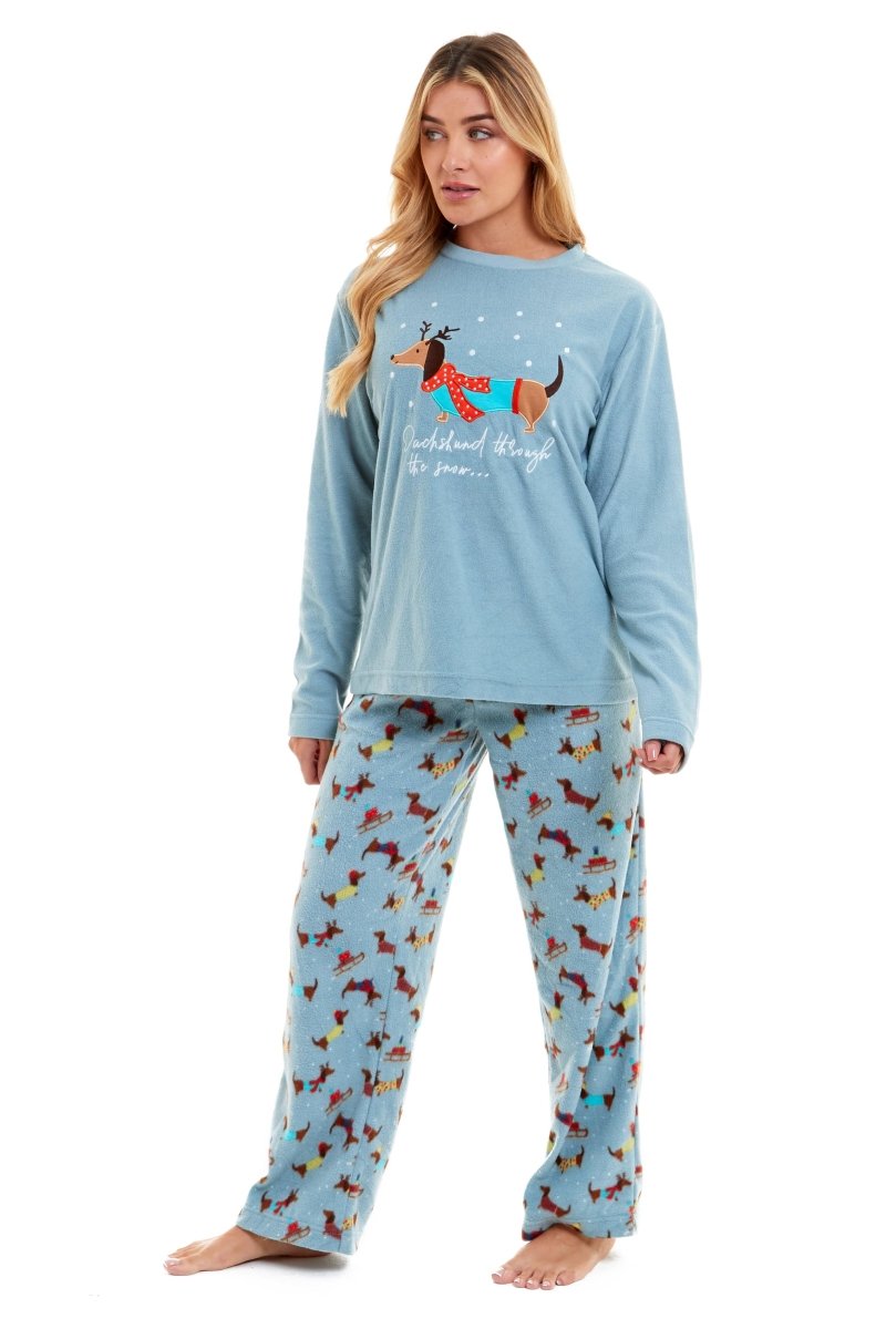 OLIVIA ROCCO Women's Dachshund Polar Fleece Pyjama Set Cosy Winter Sleepwear Cosy Easy-Care Nightwear Set - Joe’s Haven