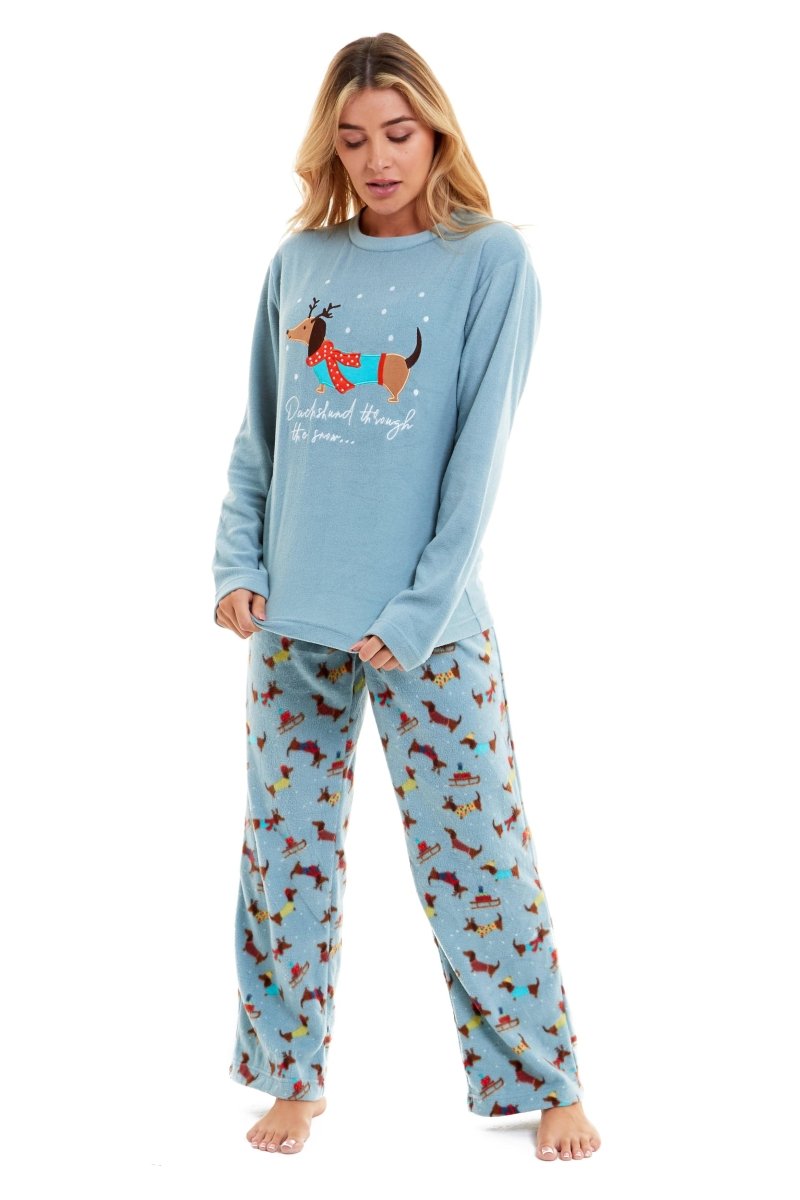 OLIVIA ROCCO Women's Dachshund Polar Fleece Pyjama Set Cosy Winter Sleepwear Cosy Easy-Care Nightwear Set - Joe’s Haven