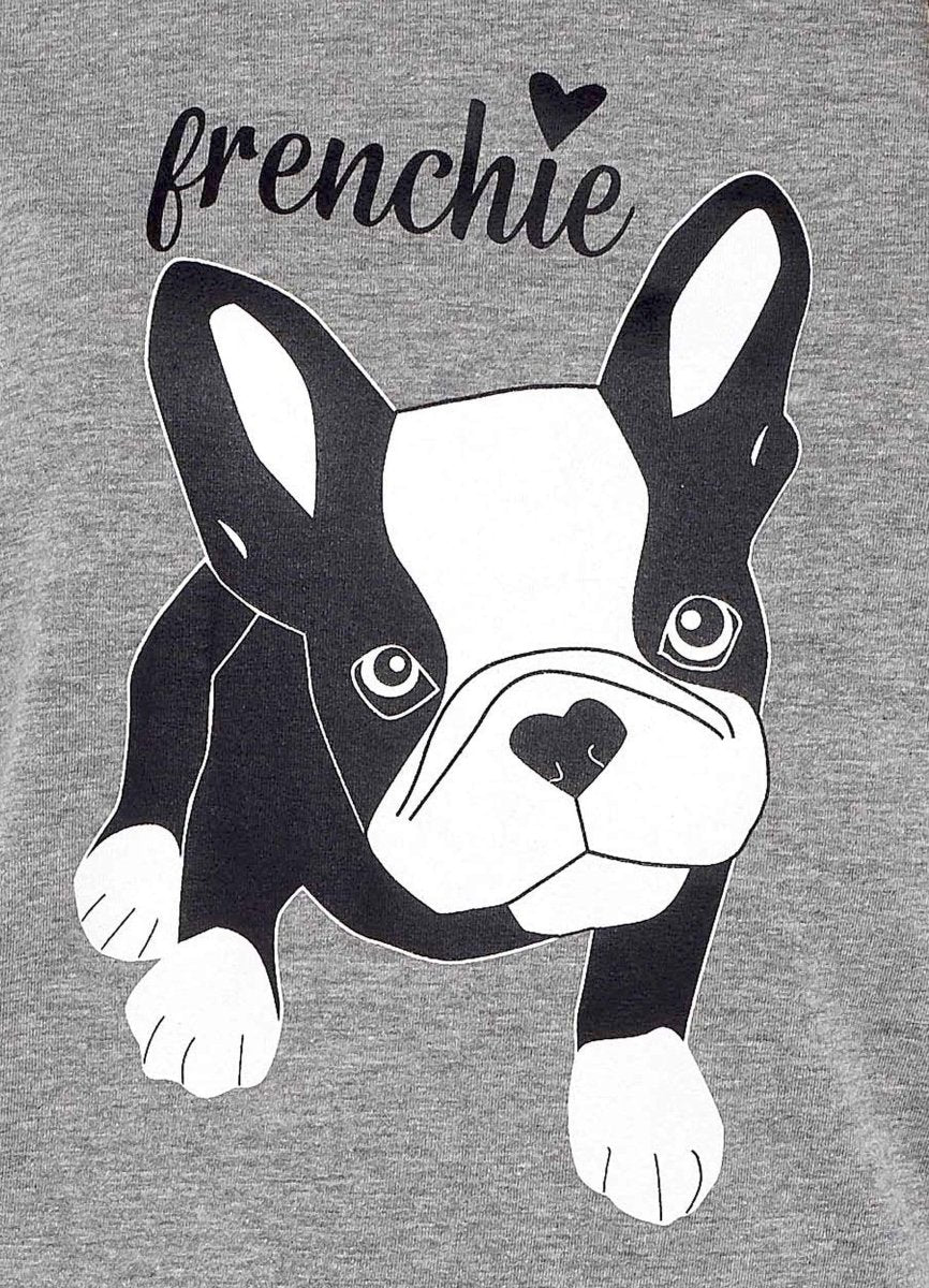 OLIVIA ROCCO Women's Grey Cotton Pyjama Set With Polka Dot Pants And Frenchie Pugs Print - Joe’s Haven