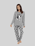OLIVIA ROCCO Women's Grey Cotton Pyjama Set With Polka Dot Pants And Frenchie Pugs Print - Joe’s Haven