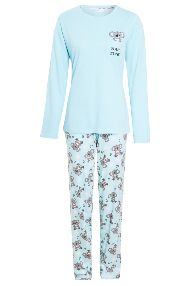 OLIVIA ROCCO Women's Koala Bear Cotton Pyjama Set 100% Cotton Elasticated Waistband - Joe’s Haven