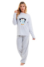 OLIVIA ROCCO Women's Penguin Polar Fleece Pyjama Set Soft Warm Winter Lounge Wear - Joe’s Haven