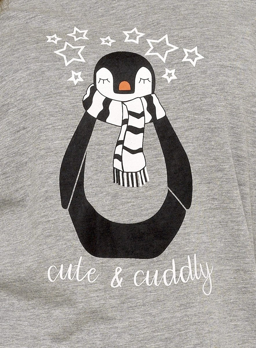 OLIVIA ROCCO Women's Penguin Stars Grey Cotton Pyjama Set Easy-Care Super Soft Sleep Set - Joe’s Haven