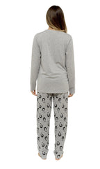 OLIVIA ROCCO Women's Penguin Stars Grey Cotton Pyjama Set Easy-Care Super Soft Sleep Set - Joe’s Haven