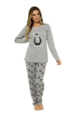 OLIVIA ROCCO Women's Penguin Stars Grey Cotton Pyjama Set Easy-Care Super Soft Sleep Set - Joe’s Haven