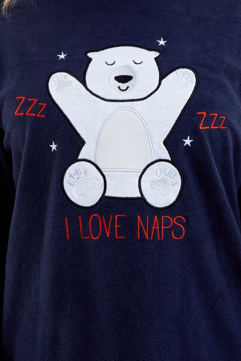 OLIVIA ROCCO Women's Polar Bear Fleece Pyjama Set Cosy Winter Sleepwear Festive Christmas - Joe’s Haven