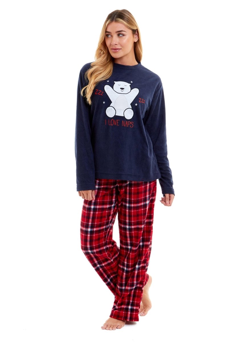 OLIVIA ROCCO Women's Polar Bear Fleece Pyjama Set Cosy Winter Sleepwear Festive Christmas - Joe’s Haven