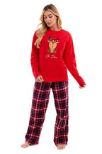 OLIVIA ROCCO Women's Polar Fleece Pyjama Set Festive Reindeer Pattern UltraSoft Winter - Joe’s Haven