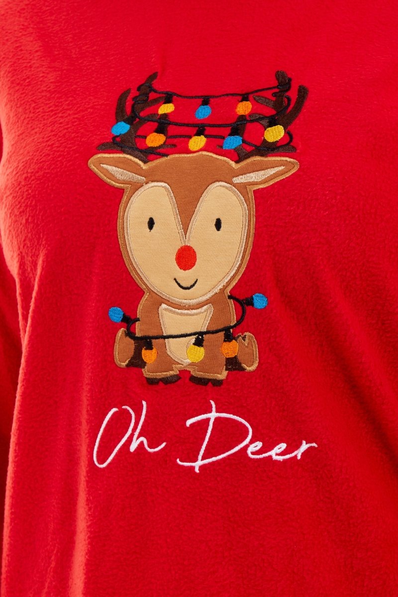 OLIVIA ROCCO Women's Polar Fleece Pyjama Set Festive Reindeer Pattern UltraSoft Winter - Joe’s Haven