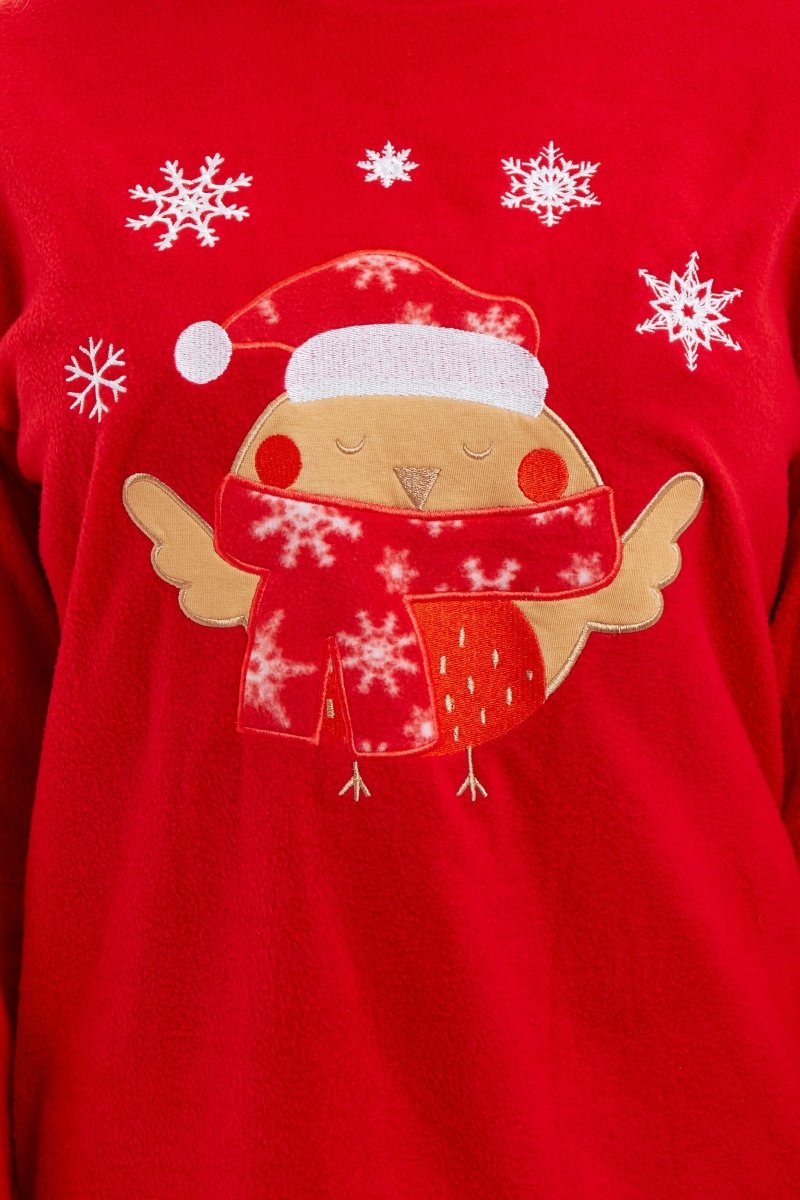 OLIVIA ROCCO Women's Polar Fleece Pyjama Set Festive Robin Design Warm Winter Nightwear - Joe’s Haven
