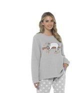 OLIVIA ROCCO Women's Sloth Teddy Fleece Pyjama Set Plush Nightwear Soft Cosy Loungewear - Joe’s Haven