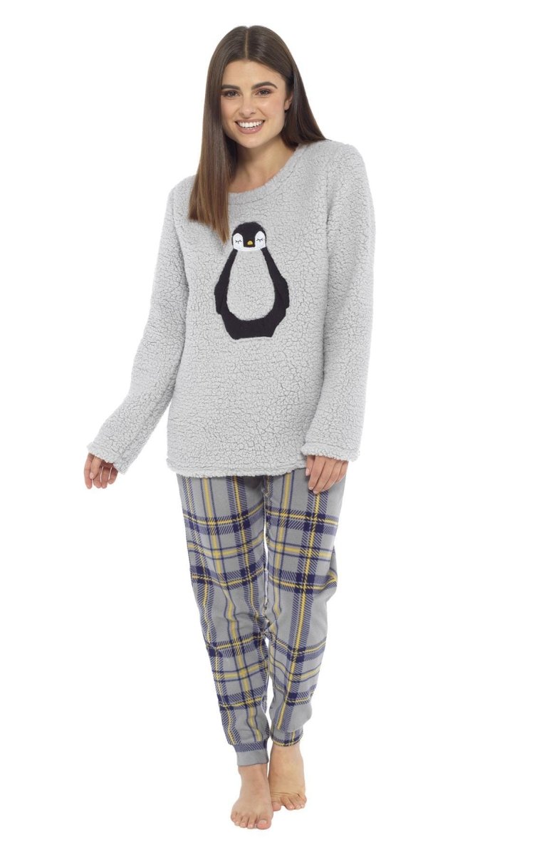 OLIVIA ROCCO Women's Teddy Fleece Pyjama Set Penguin Design Soft Cosy Nightwear Super Soft Cosy Home Loungewear - Joe’s Haven