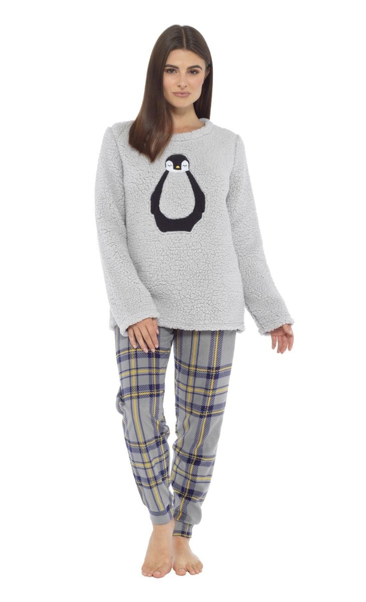 OLIVIA ROCCO Women's Teddy Fleece Pyjama Set Penguin Design Soft Cosy Nightwear Super Soft Cosy Home Loungewear - Joe’s Haven