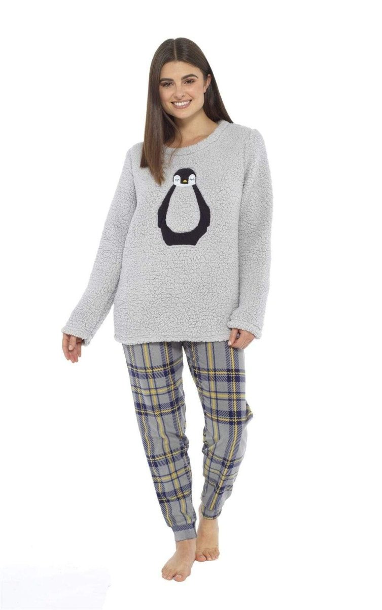 OLIVIA ROCCO Women's Teddy Fleece Pyjama Set Penguin Design Soft Cosy Nightwear Super Soft Cosy Home Loungewear - Joe’s Haven