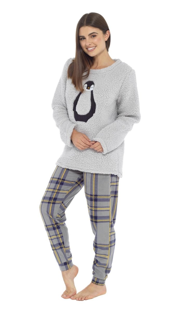 OLIVIA ROCCO Women's Teddy Fleece Pyjama Set Penguin Design Soft Cosy Nightwear Super Soft Cosy Home Loungewear - Joe’s Haven
