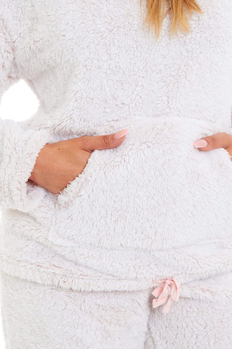OLIVIA ROCCO Womens Pink Plush Fleece Hooded Pyjama Set Sizes 8 22 Ladies Loungewear - Joe’s Haven