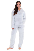 OLIVIA ROCCO Womens Plush Fleece Hooded Pyjama Set Grey Soft Teddy Fabric UK Size 8 - 22 - Joe’s Haven