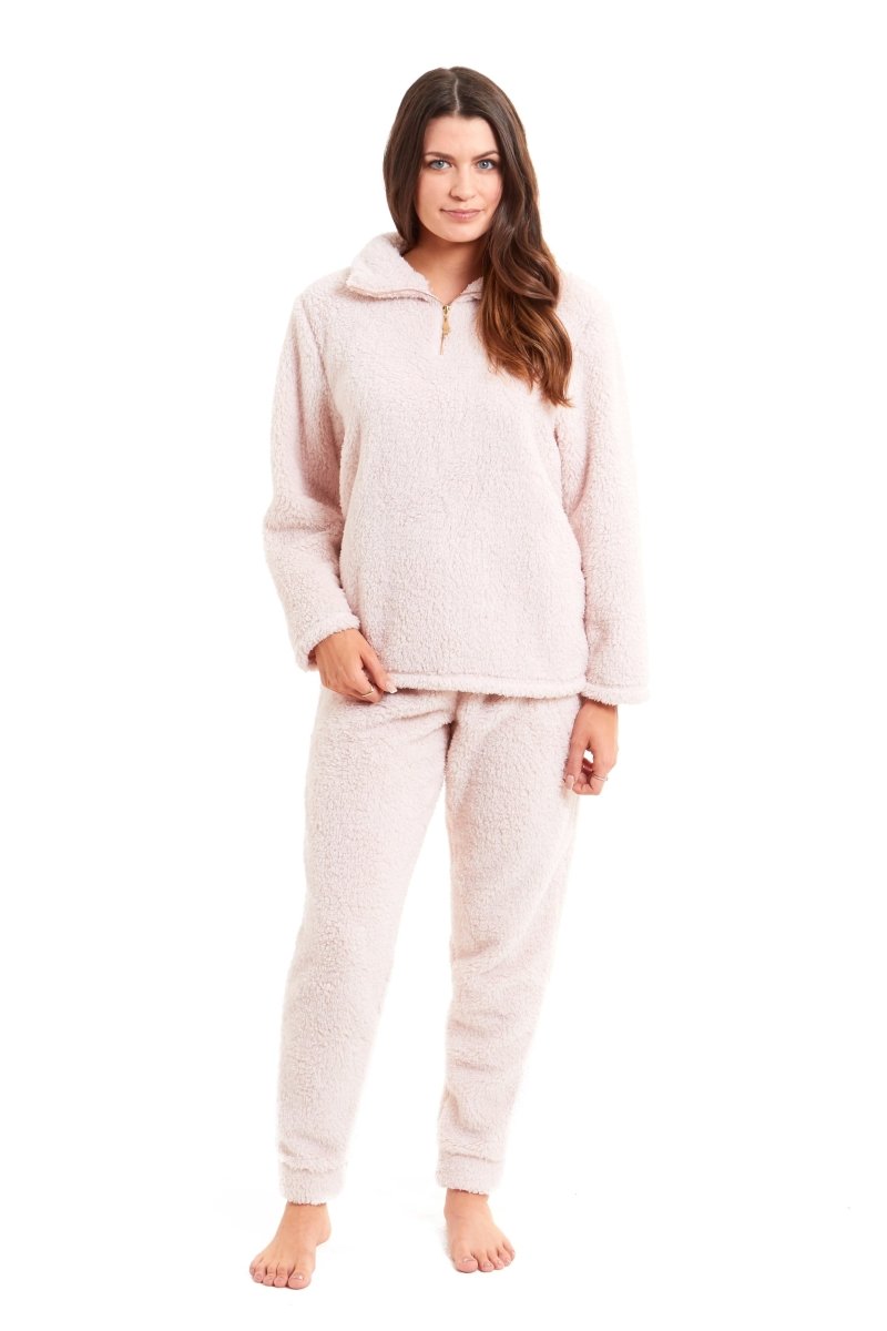 OLIVIA ROCCO Women's Teddy Fleece Lounge Set Zip Up Pyjama with Elasticated Waistband - Joe’s Haven