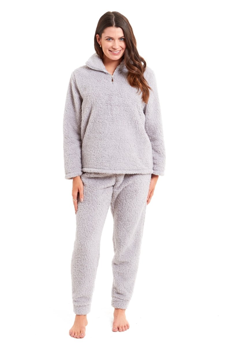 OLIVIA ROCCO Women's Teddy Fleece Lounge Set Zip Up Pyjama with Elasticated Waistband - Joe’s Haven