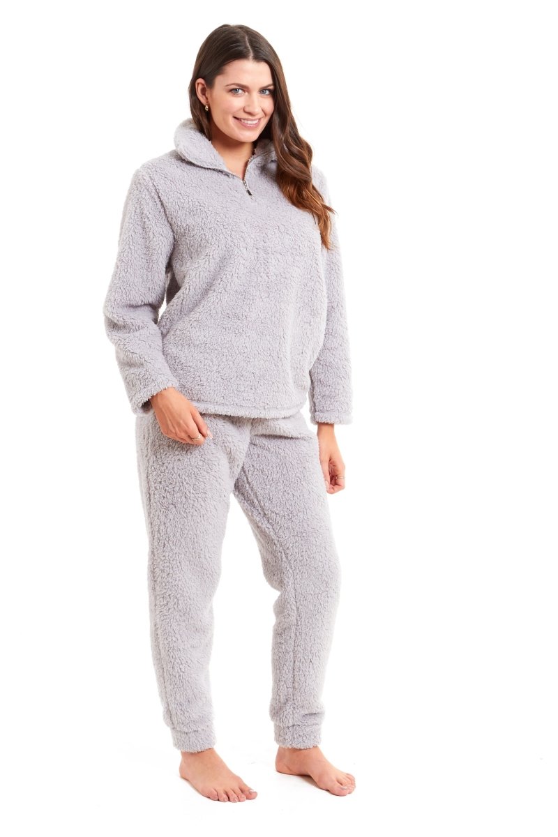 OLIVIA ROCCO Women's Teddy Fleece Lounge Set Zip Up Pyjama with Elasticated Waistband - Joe’s Haven