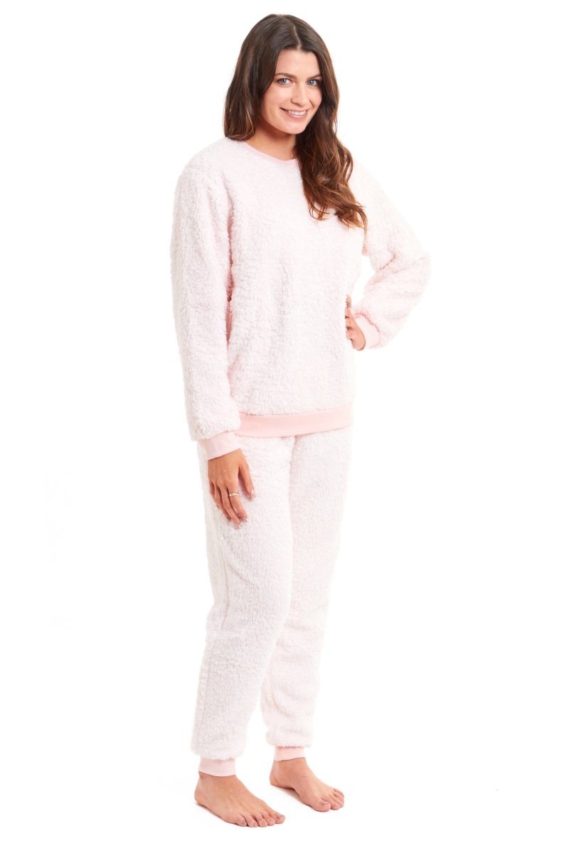 OLIVIA ROCCO Women's Teddy Fleece Pyjama Set Super Soft Stretchable Loungewear Crew Neck - Joe’s Haven