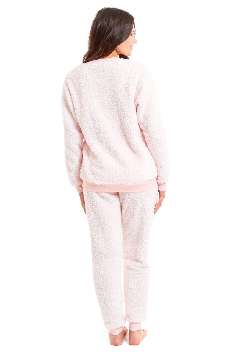 OLIVIA ROCCO Women's Teddy Fleece Pyjama Set Super Soft Stretchable Loungewear Crew Neck - Joe’s Haven