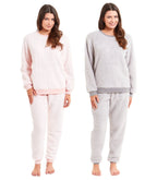 OLIVIA ROCCO Women's Teddy Fleece Pyjama Set Super Soft Stretchable Loungewear Crew Neck - Joe’s Haven