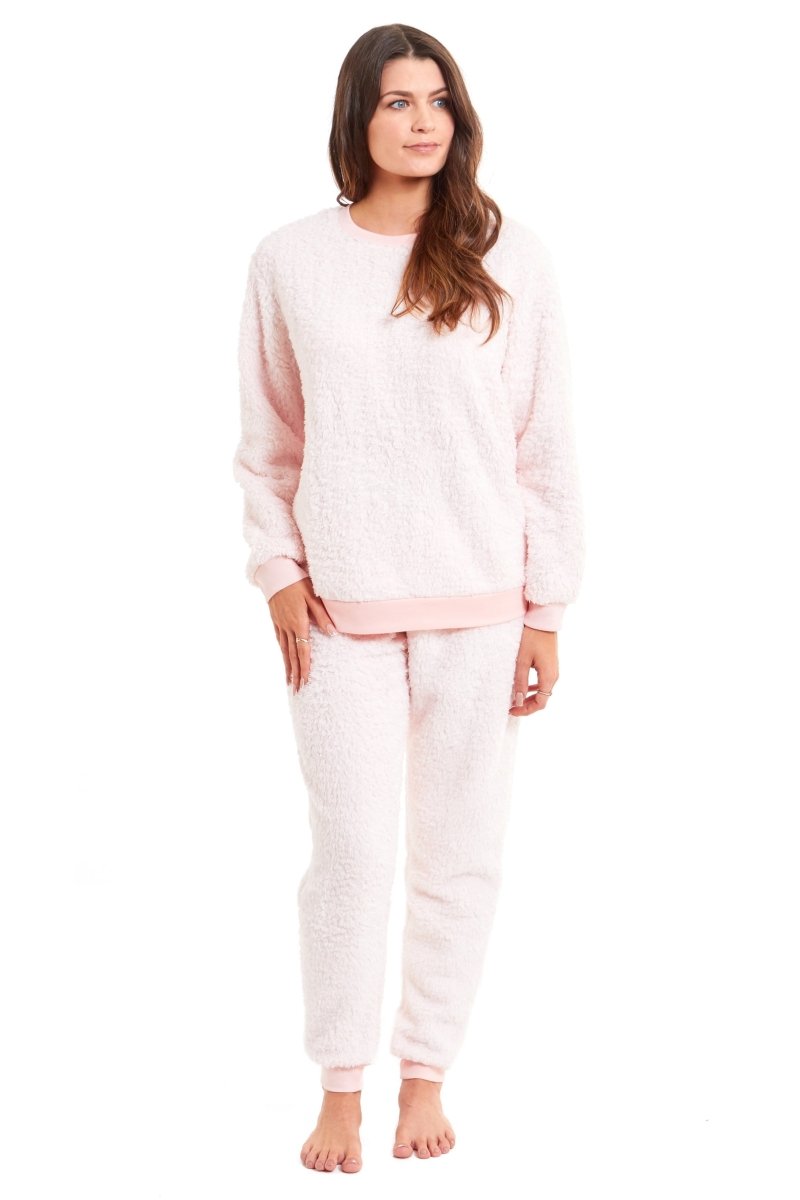 OLIVIA ROCCO Women's Teddy Fleece Pyjama Set Super Soft Stretchable Loungewear Crew Neck - Joe’s Haven