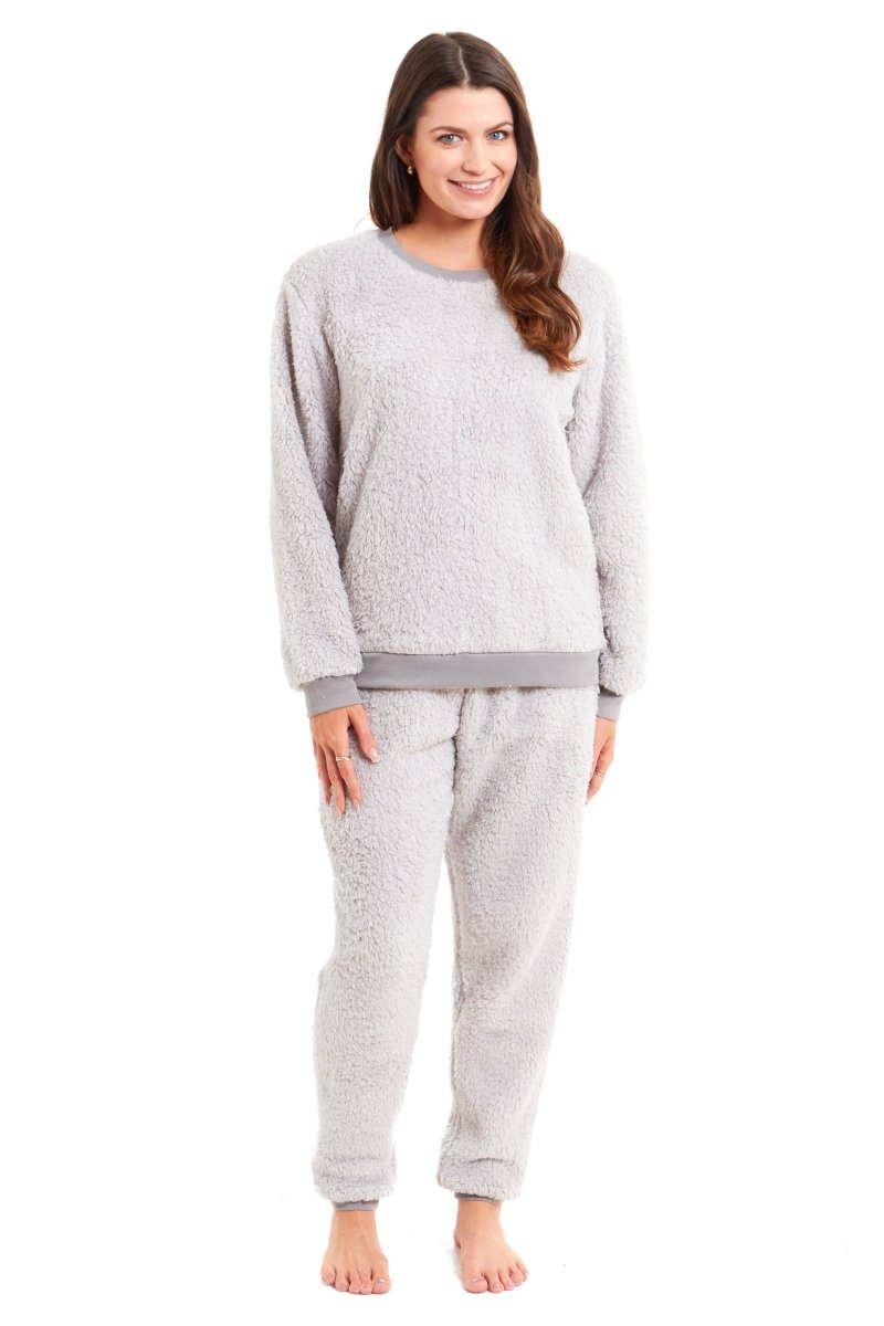 OLIVIA ROCCO Women's Teddy Fleece Pyjama Set Super Soft Stretchable Loungewear Crew Neck - Joe’s Haven