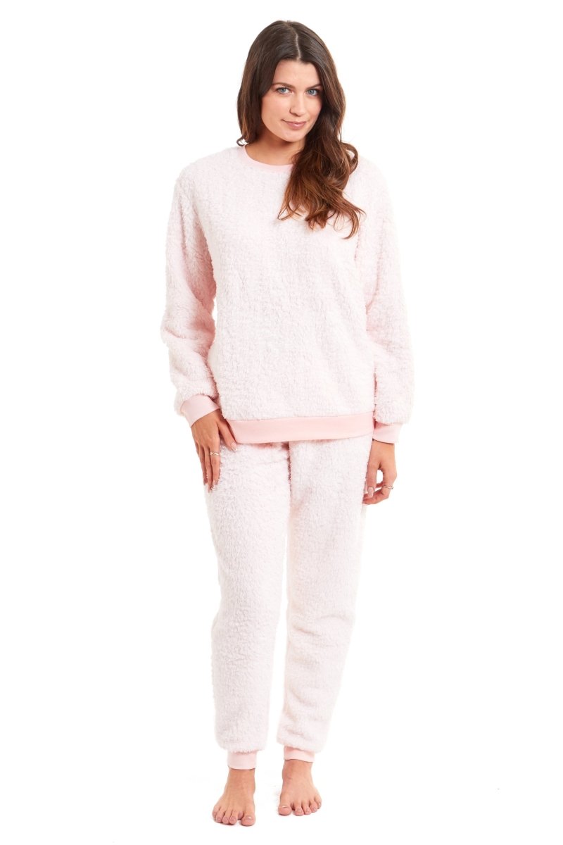 OLIVIA ROCCO Women's Teddy Fleece Pyjama Set Super Soft Stretchable Loungewear Crew Neck - Joe’s Haven