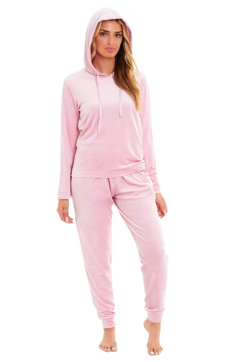 OLIVIA ROCCO Women's Velour Soft Touch Hooded Pyjama Set for Lounging and Sleep Cosy Easy - Care Nightwear Set - Joe’s Haven