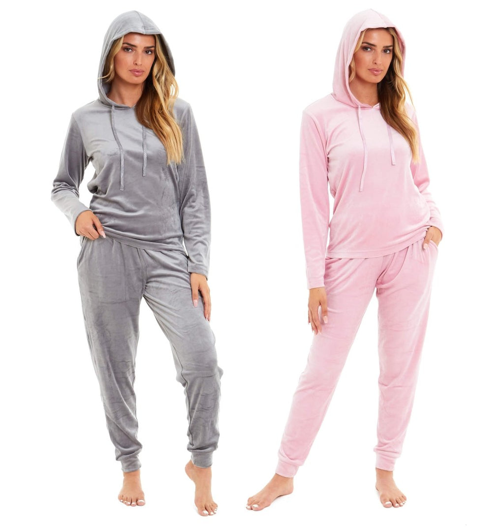 OLIVIA ROCCO Women's Velour Soft Touch Hooded Pyjama Set for Lounging and Sleep Cosy Easy - Care Nightwear Set - Joe’s Haven