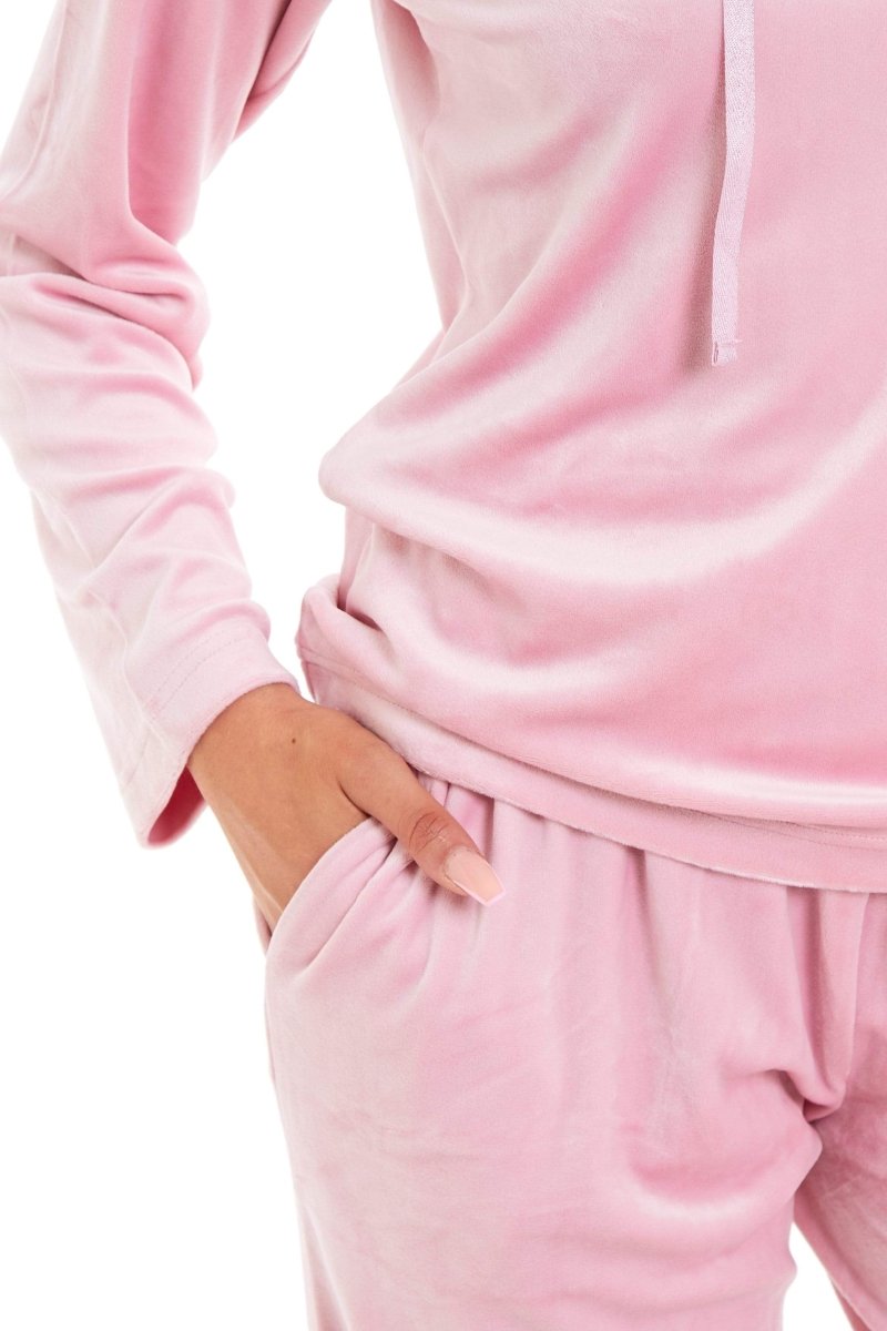OLIVIA ROCCO Women's Velour Soft Touch Hooded Pyjama Set for Lounging and Sleep Cosy Easy - Care Nightwear Set - Joe’s Haven