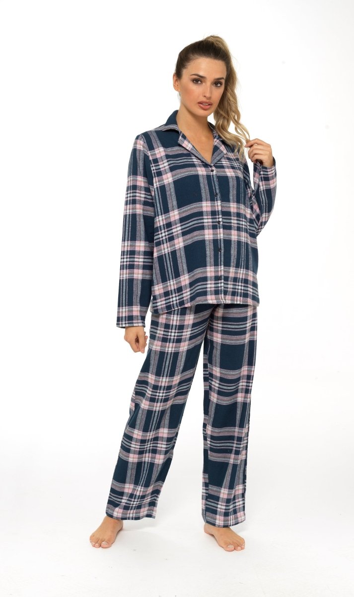 OLIVIA ROCCO Women's Flannelette Check Pyjama Set Soft Brushed Cotton Cosy Easy - Care Nightwear Set - Joe’s Haven