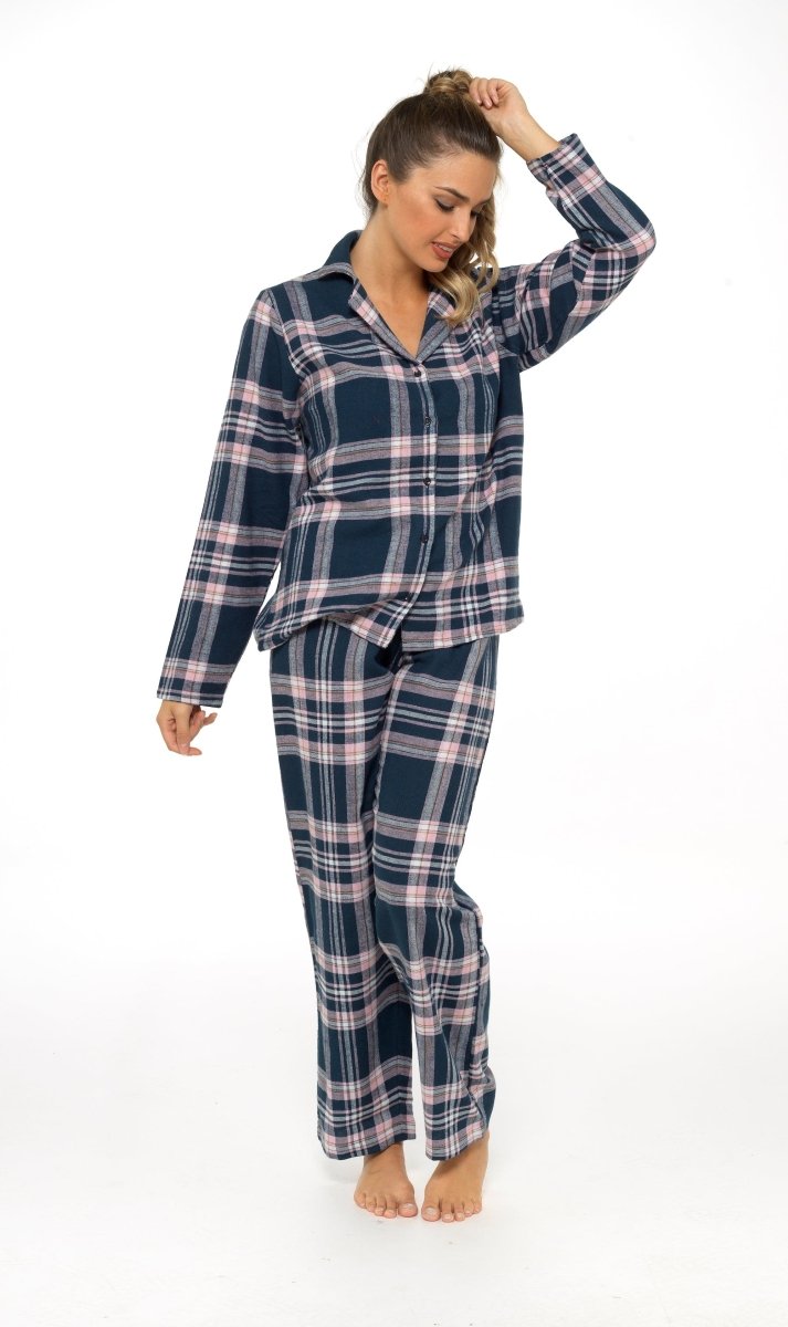 OLIVIA ROCCO Women's Flannelette Check Pyjama Set Soft Brushed Cotton Cosy Easy - Care Nightwear Set - Joe’s Haven