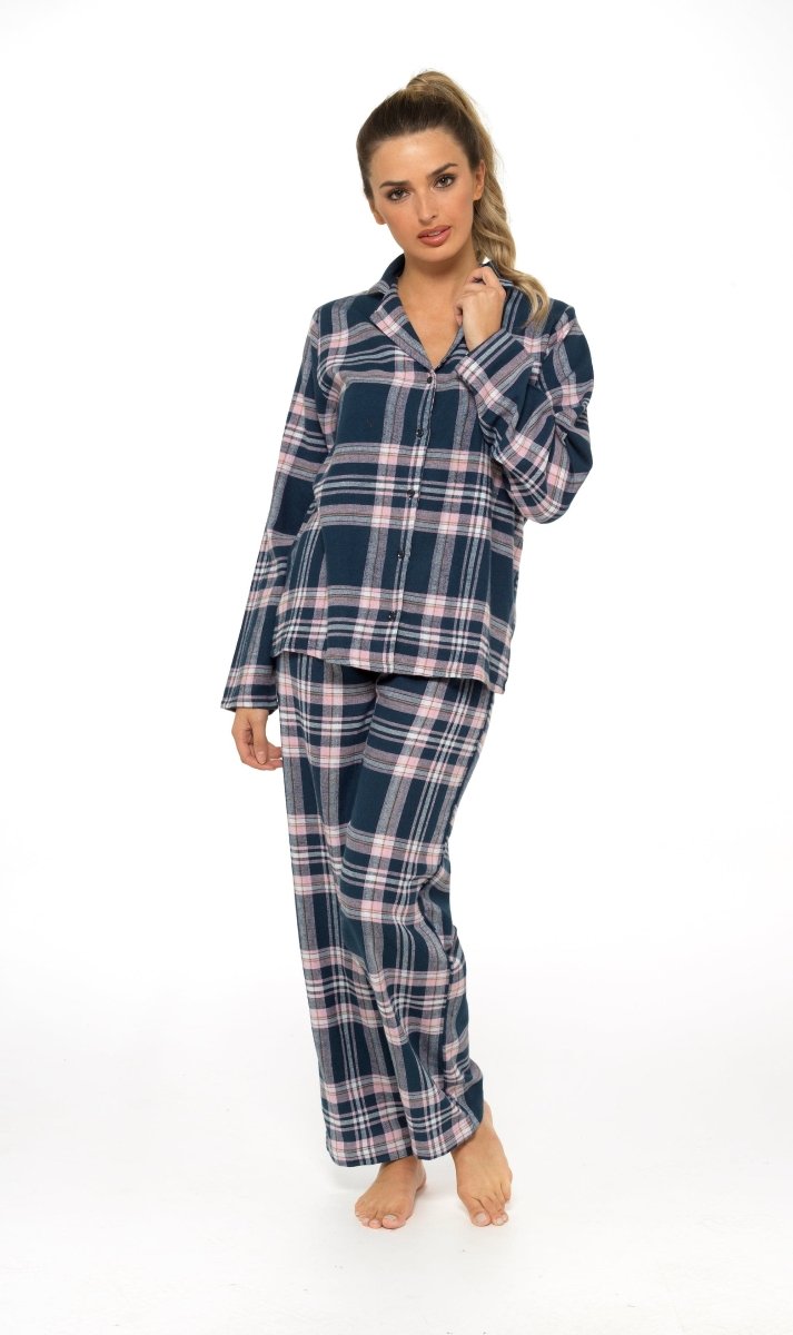 OLIVIA ROCCO Women's Flannelette Check Pyjama Set Soft Brushed Cotton Cosy Easy - Care Nightwear Set - Joe’s Haven